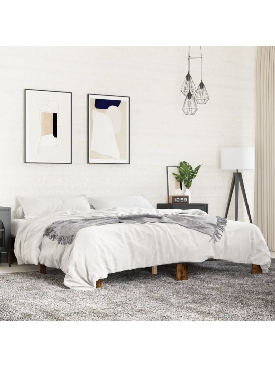 Rám postele kouřový dub 160 x 200 cm kompozitní dřevo a kov