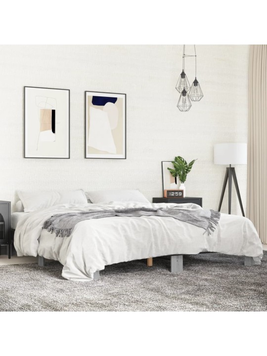 Rám postele šedý sonoma 160 x 200 cm kompozitní dřevo a kov
