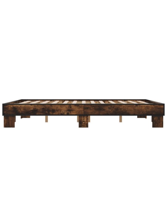 Rám postele kouřový dub 150 x 200 cm kompozitní dřevo a kov