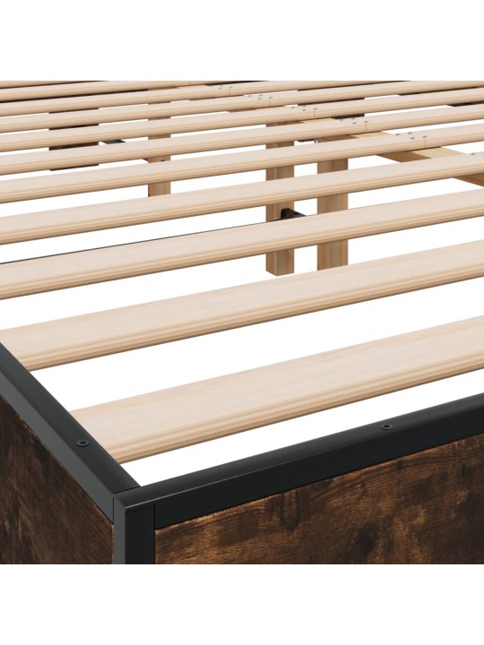 Rám postele kouřový dub 150 x 200 cm kompozitní dřevo a kov
