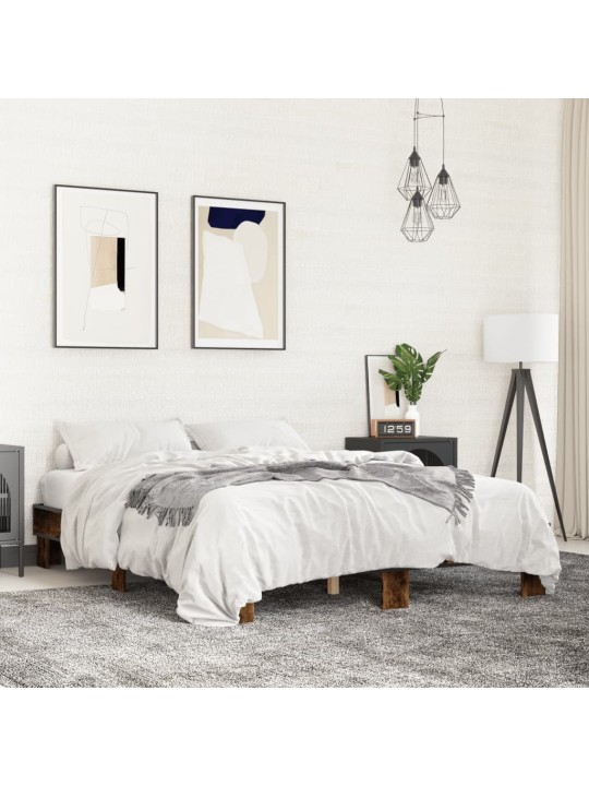 Rám postele kouřový dub 150 x 200 cm kompozitní dřevo a kov