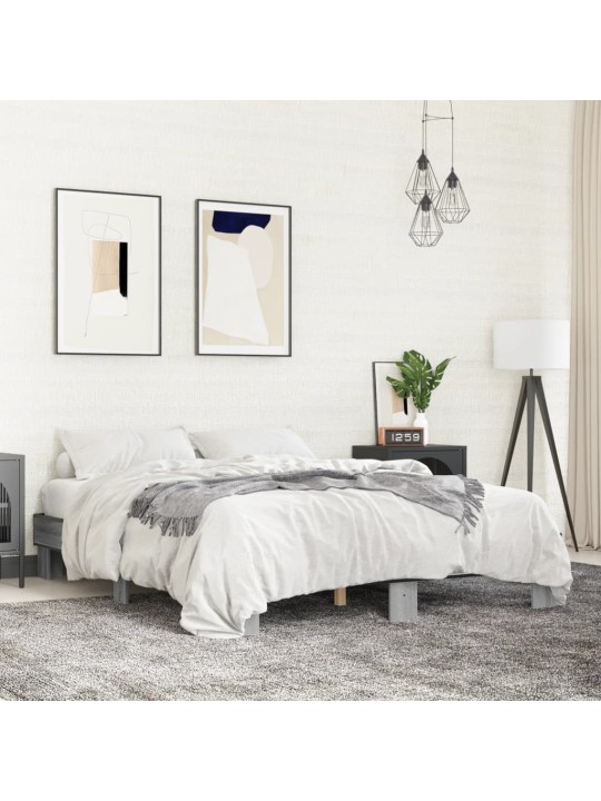 Rám postele šedý sonoma 150 x 200 cm kompozitní dřevo a kov
