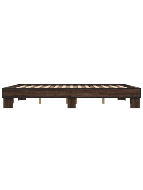 Rám postele hnědý dub 150 x 200 cm kompozitní dřevo a kov