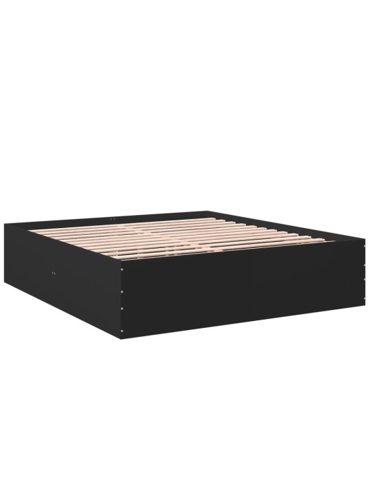 Rám postele černý 200 x 200 cm kompozitní dřevo