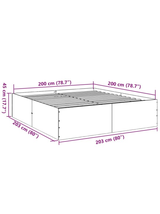 Rám postele kouřový dub 200 x 200 cm kompozitní dřevo