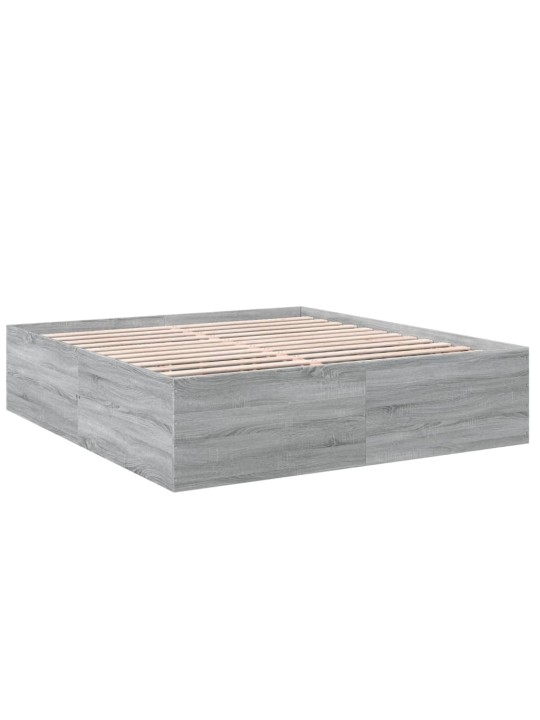 Rám postele šedý sonoma 200 x 200 cm kompozitní dřevo