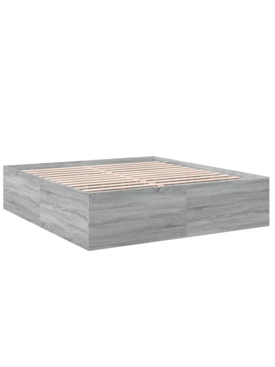 Rám postele šedý sonoma 200 x 200 cm kompozitní dřevo