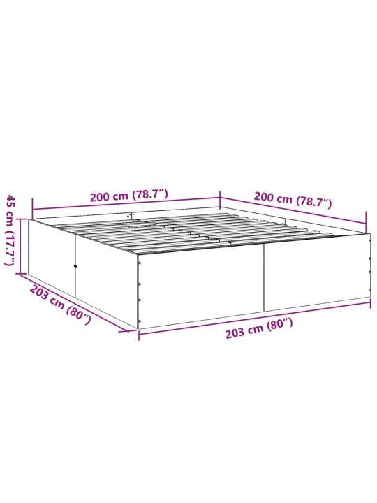 Rám postele šedý sonoma 200 x 200 cm kompozitní dřevo