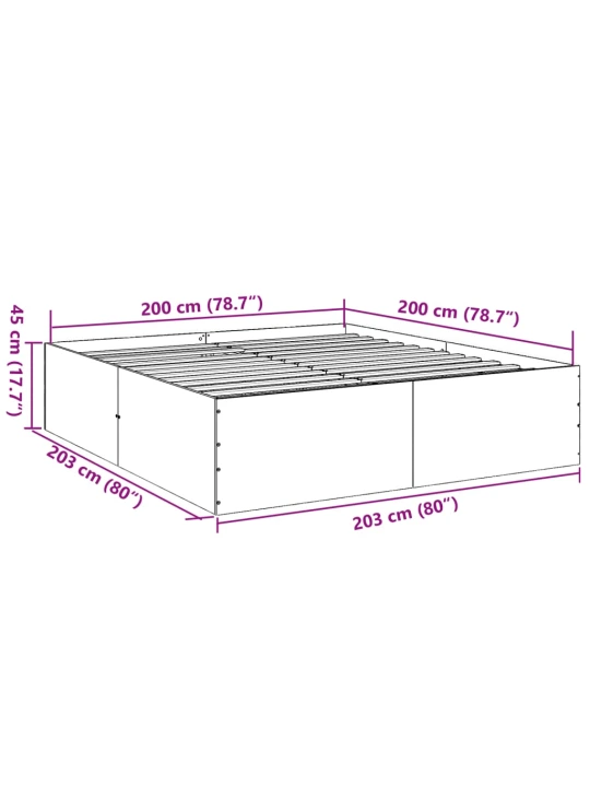 Rám postele šedý sonoma 200 x 200 cm kompozitní dřevo