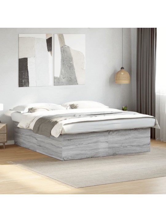 Rám postele šedý sonoma 200 x 200 cm kompozitní dřevo