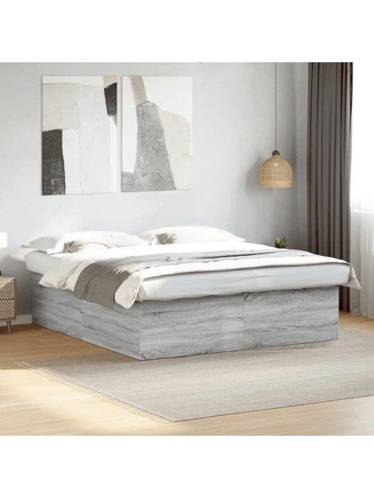 Rám postele šedý sonoma 200 x 200 cm kompozitní dřevo