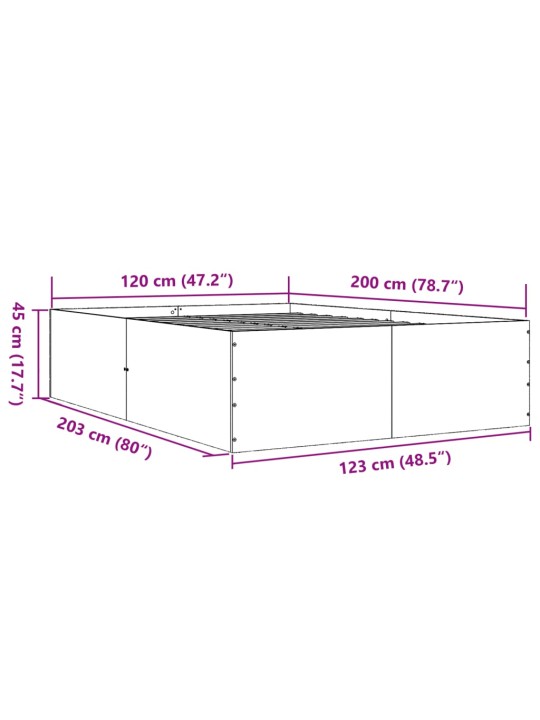 Rám postele kouřový dub 120 x 200 cm kompozitní dřevo