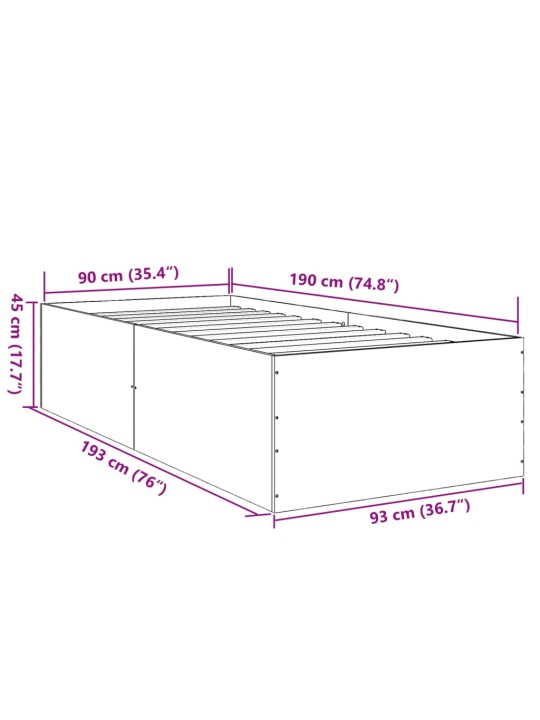 Rám postele dub sonoma 90 x 190 cm kompozitní dřevo