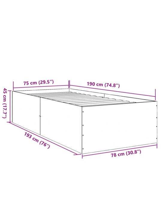 Rám postele bílý 75 x 190 cm kompozitní dřevo
