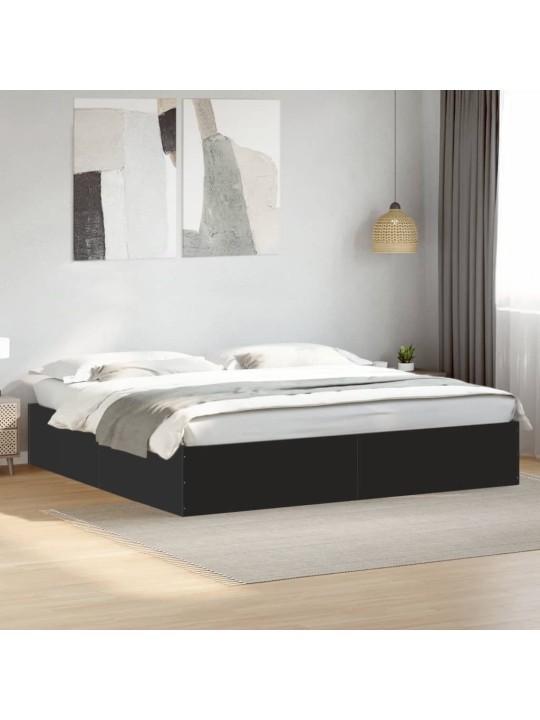 Rám postele černý 200 x 200 cm kompozitní dřevo