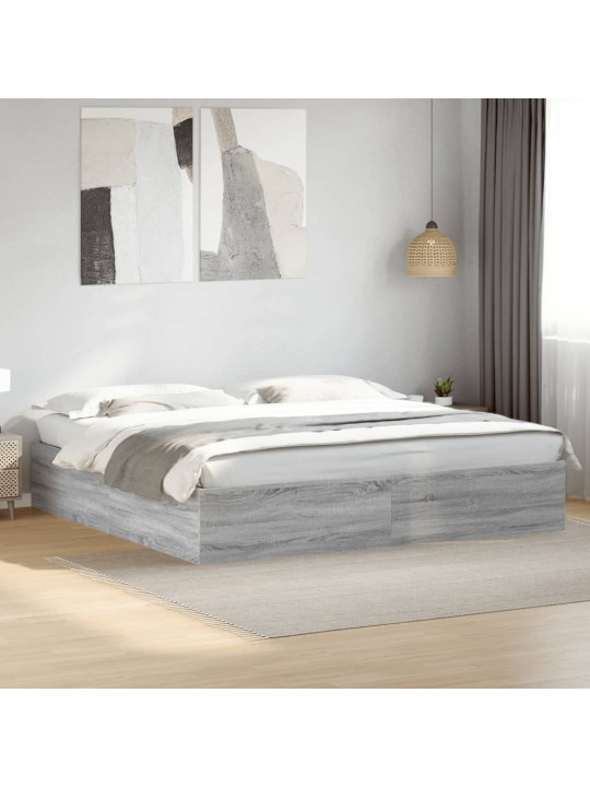 Rám postele šedý sonoma 200 x 200 cm kompozitní dřevo