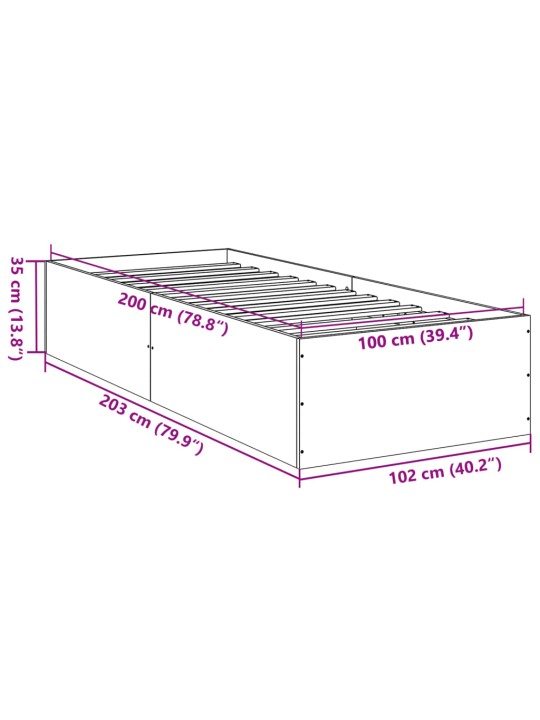 Rám postele kouřový dub 100 x 200 cm kompozitní dřevo