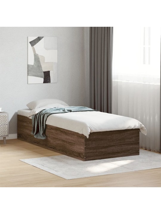 Rám postele hnědý dub 90 x 200 cm kompozitní dřevo