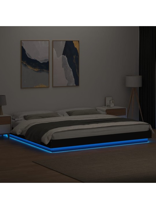 Rám postele s led osvětlením černý 200x200 cm kompozitní dřevo