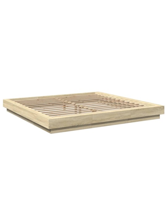 Rám postele s LED osvětlením dub sonoma 200 x 200 cm kompozit