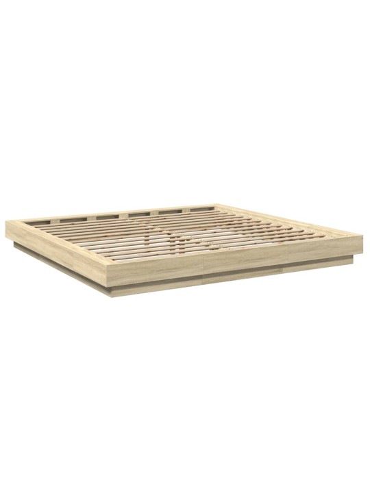 Rám postele s LED osvětlením dub sonoma 200 x 200 cm kompozit
