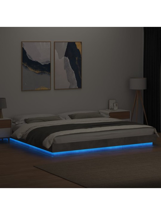 Rám postele s led osvětlením betonově šedý 200x200 cm kompozit