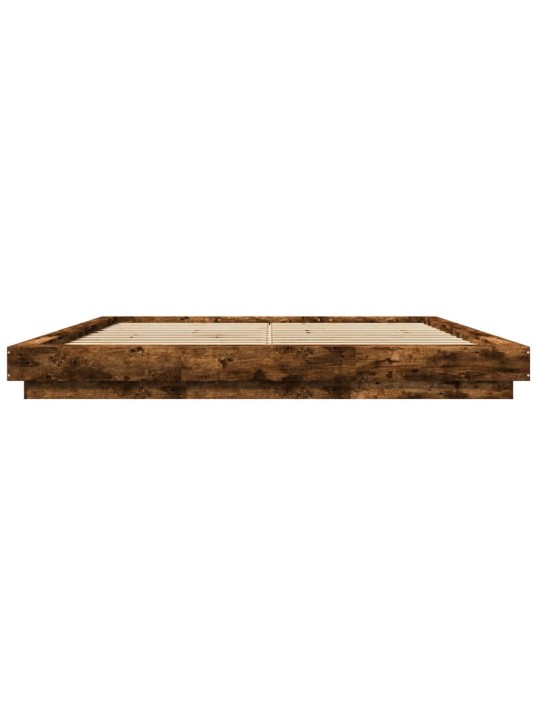 Rám postele s led osvětlením kouřový dub 200 x 200 cm kompozit