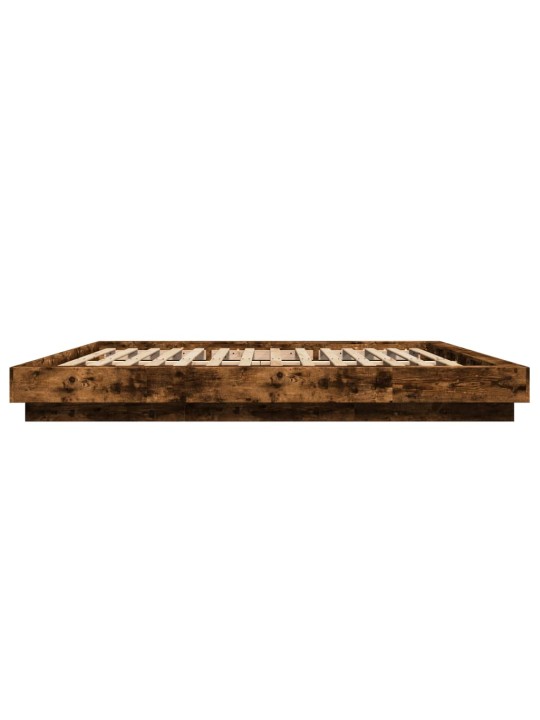 Rám postele s led osvětlením kouřový dub 200 x 200 cm kompozit