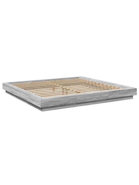 Rám postele s led osvětlením šedý sonoma 200 x 200 cm kompozit