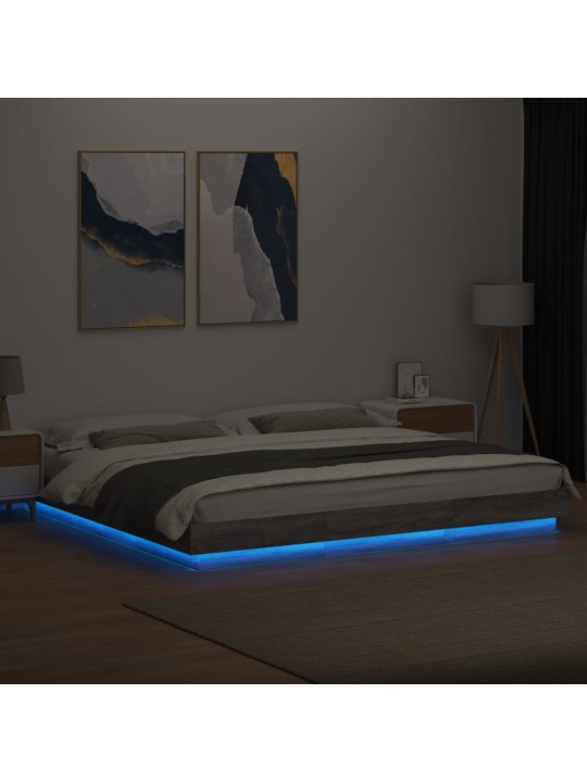Rám postele s led osvětlením šedý sonoma 200 x 200 cm kompozit