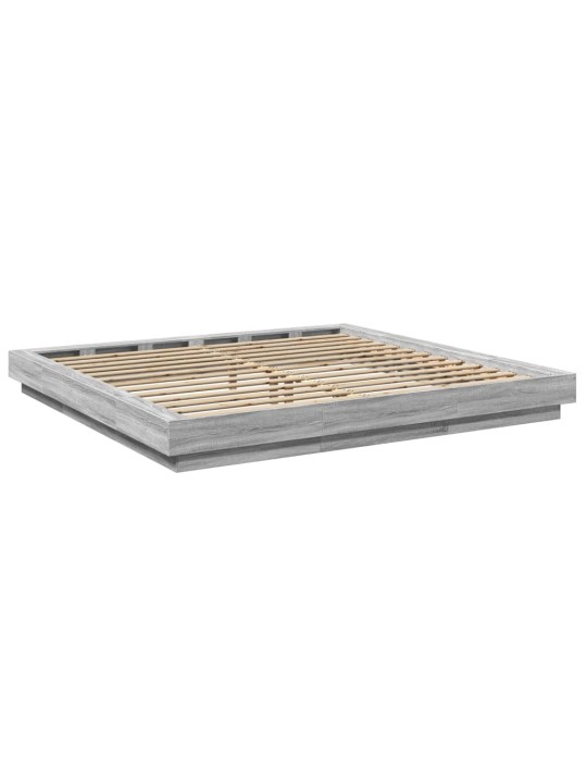 Rám postele s led osvětlením šedý sonoma 200 x 200 cm kompozit