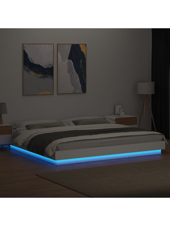 Rám postele s LED osvětlením bílý 180 x 200 cm kompozitní dřevo