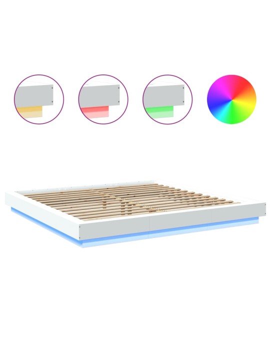 Rám postele s LED osvětlením bílý 180 x 200 cm kompozitní dřevo