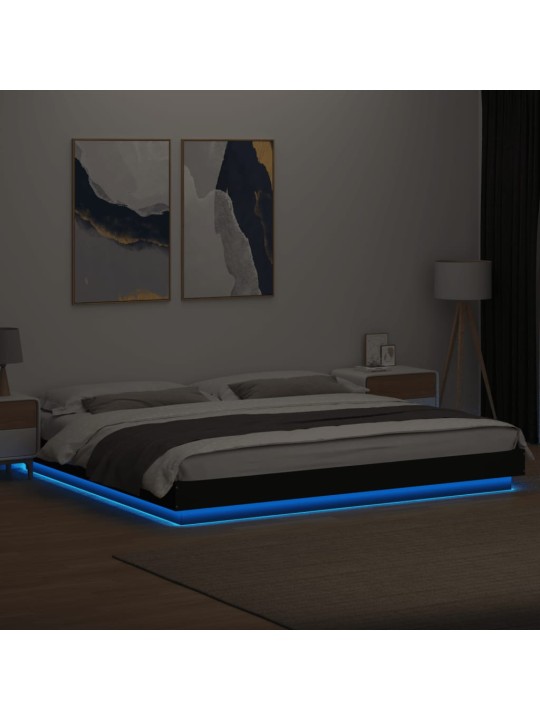 Rám postele s LED osvětlením černý 180x200 cm kompozitní dřevo