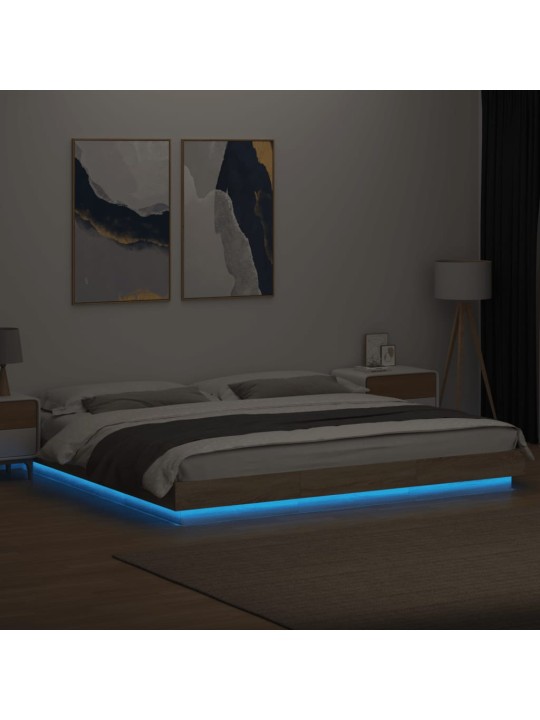 Rám postele s LED osvětlením dub sonoma 180 x 200 cm kompozit