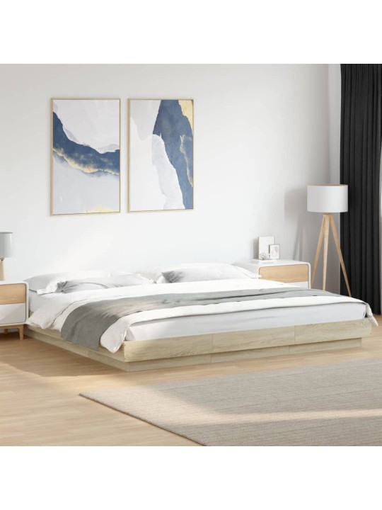 Rám postele s LED osvětlením dub sonoma 180 x 200 cm kompozit