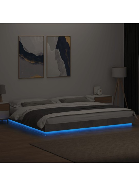 Rám postele s led osvětlením betonově šedý 180x200 cm kompozit