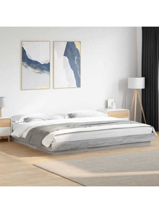 Rám postele s LED osvětlením šedý sonoma 180 x 200 cm kompozit