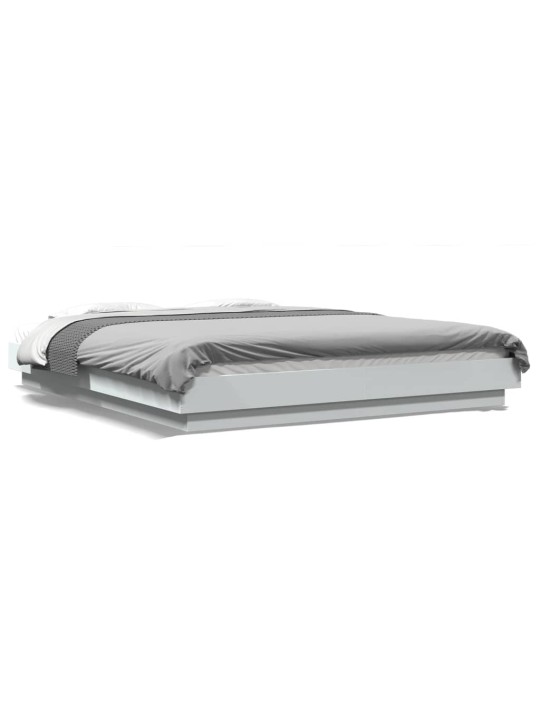 Rám postele s LED osvětlením bílý 160 x 200 cm kompozitní dřevo