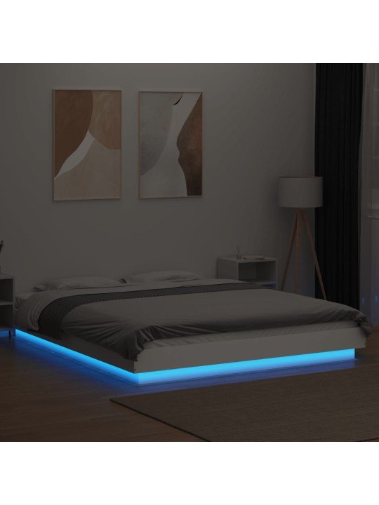 Rám postele s LED osvětlením bílý 160 x 200 cm kompozitní dřevo
