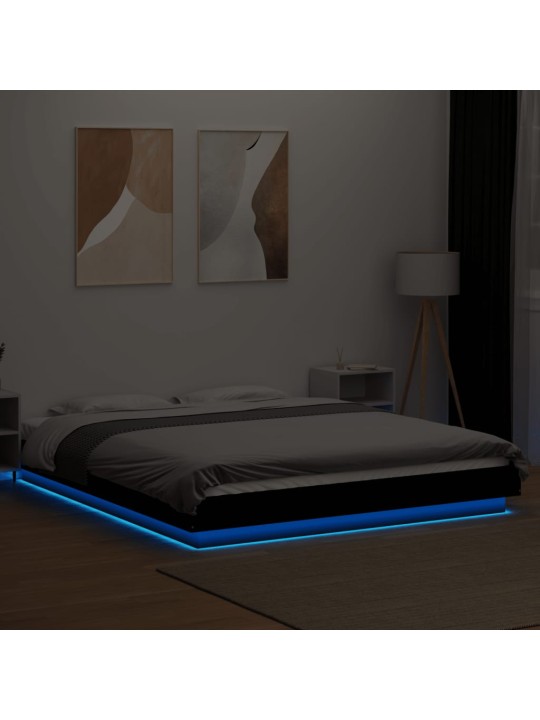 Rám postele s LED osvětlením černý 160x200 cm kompozitní dřevo