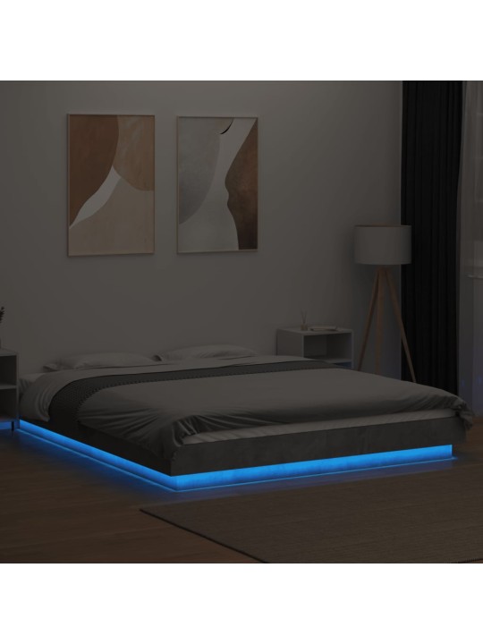 Rám postele s led osvětlením betonově šedý 160x200 cm kompozit