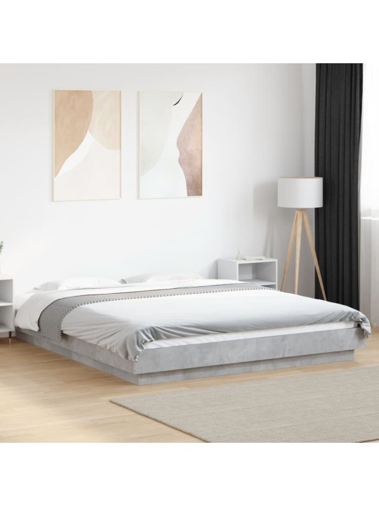 Rám postele s led osvětlením betonově šedý 160x200 cm kompozit
