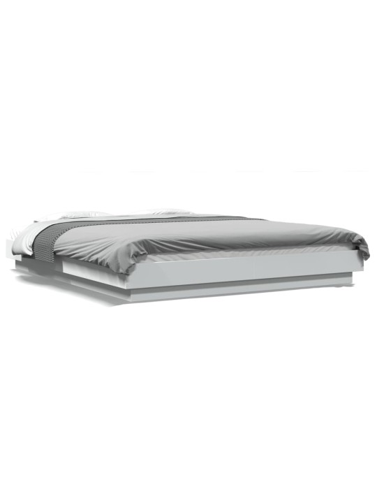 Rám postele s LED osvětlením bílý 150 x 200 cm kompozitní dřevo