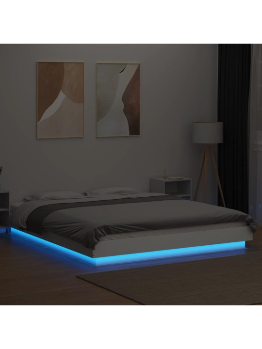 Rám postele s LED osvětlením bílý 150 x 200 cm kompozitní dřevo