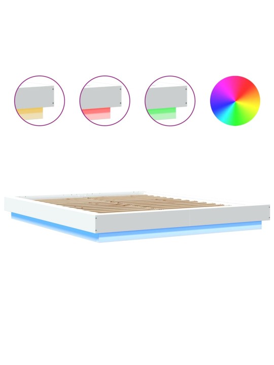 Rám postele s LED osvětlením bílý 150 x 200 cm kompozitní dřevo