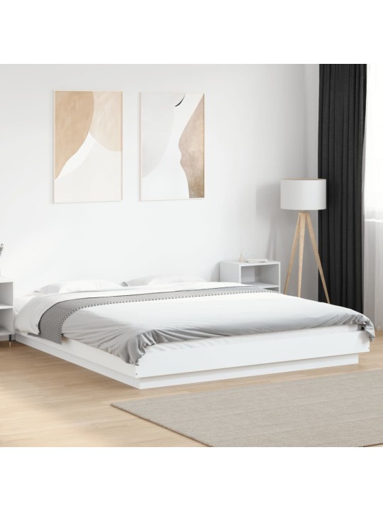 Rám postele s LED osvětlením bílý 150 x 200 cm kompozitní dřevo
