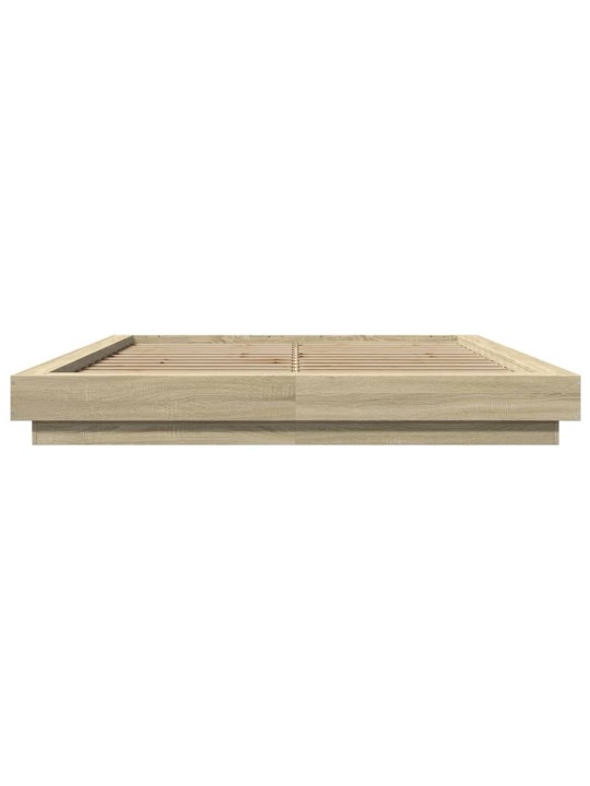 Rám postele s LED osvětlením dub sonoma 150 x 200 cm kompozit