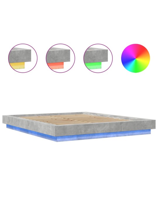 Rám postele s led osvětlením betonově šedý 150x200 cm kompozit