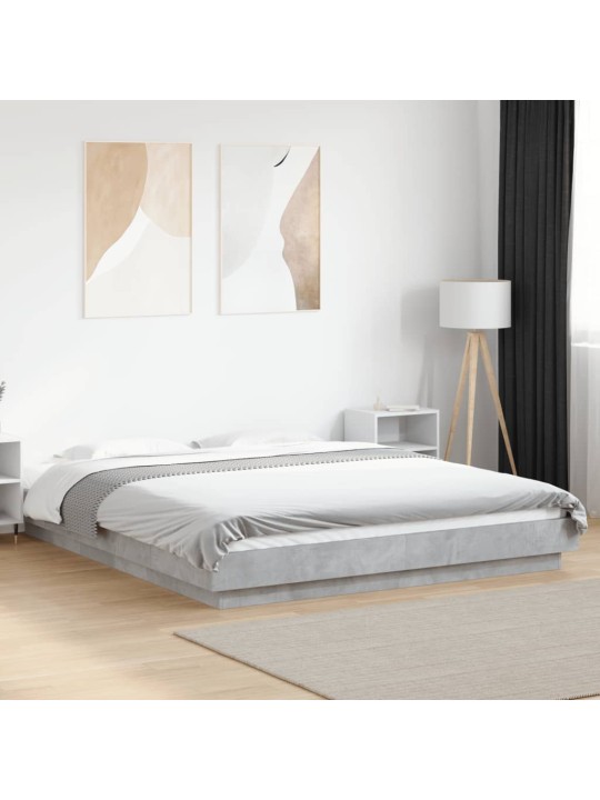 Rám postele s led osvětlením betonově šedý 150x200 cm kompozit